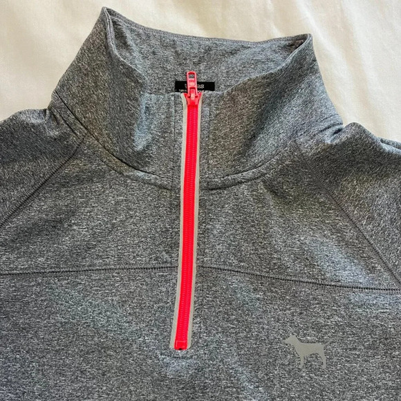 Pink | Victoria's Secret Gray w Hot Pink Detailing 1/4 Zip Longsleeve | Size S - Picture 5 of 10